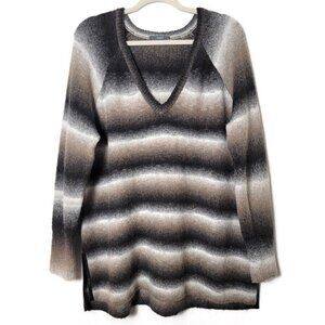 TART Womens Alpaca Blend Striped Cozy Soft Vneck Long Sleeve Pullover Sweater 1X